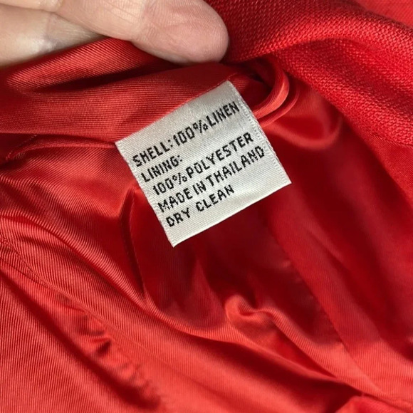 TALBOTS Irish Linen Blazer Orange Fitted Long Sleeve 2 Button Preppy Size 2P - Picture 7 of 9